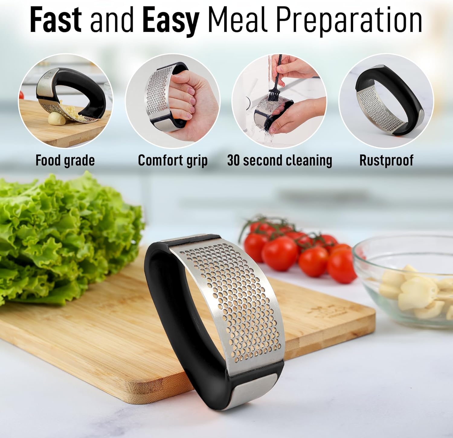 STAINLESS STEEL GARLIC PRESSER