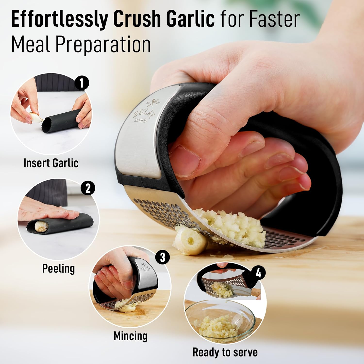 STAINLESS STEEL GARLIC PRESSER